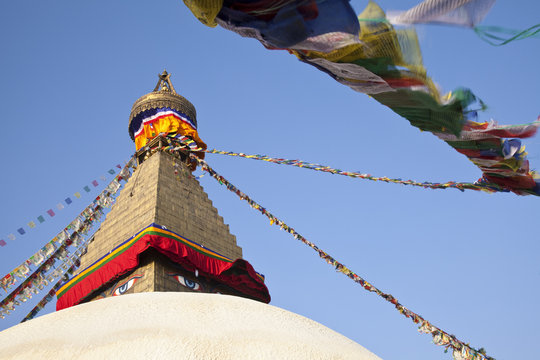 Boudhanath Stupa, a Buddhist temple in Kathmandu, Nepal.