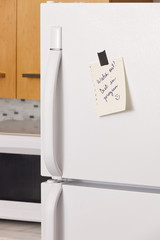 Note on refrigerator door