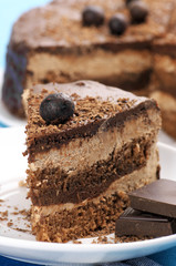 Homemade chocolate cake close-up