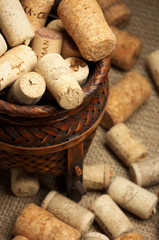 Wine corks in basket