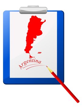 vector illustration of the clipboard with a map of Argentina