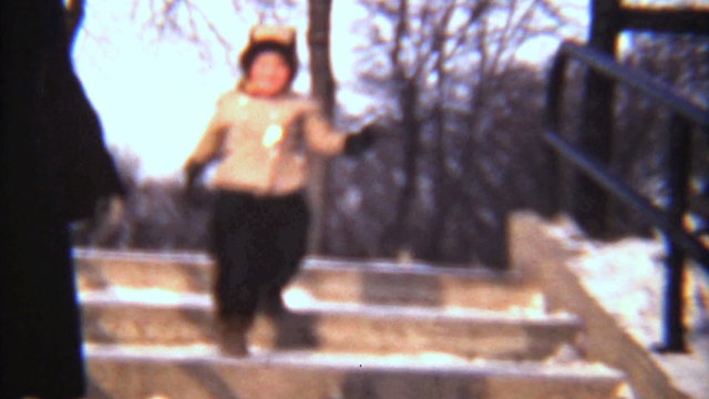 Girl Having Fun In The Snow (1942 Vintage 8mm)