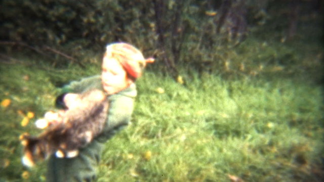 Girl Plays With Cats And Dogs (1941 Vintage 8mm)