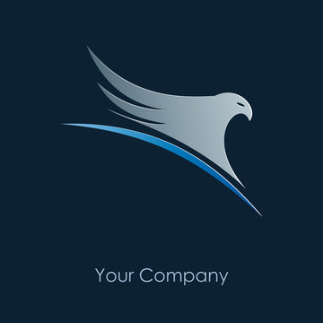 Logo eagle on the world, blue background # Vector