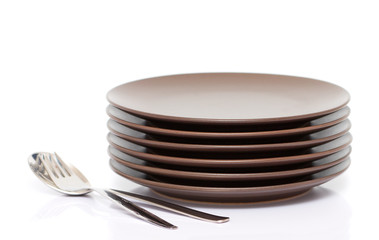Plates, fork, spoon