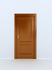 wooden door over white background