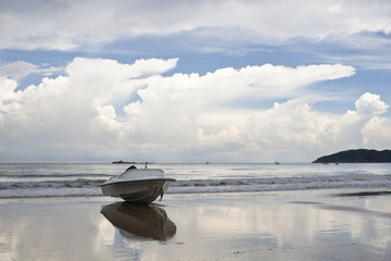 boat on beach, sanya, hainan, china