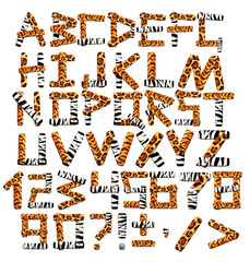 3d alphabet in style of a safari