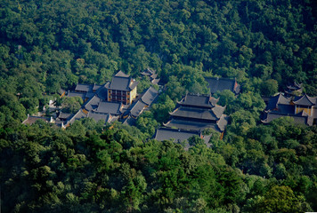 Fototapeta na wymiar aerial view of chinese pagodas