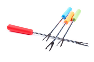 colored fondue forks