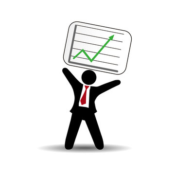 businessman holding rising graph clip art preview