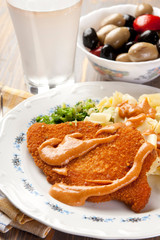 Wiener Schnitzels with sauce