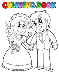 Cercles muraux Bricolage Livre de coloriage avec couple de mariage
