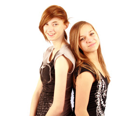 two teenage girls in studio white background 2