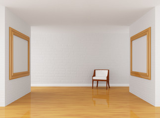 Empty gallery's hall with chair