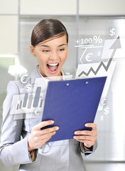 Happy and successful  businesswoman