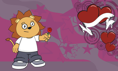 lion kid cartoon valentine background in vector format 