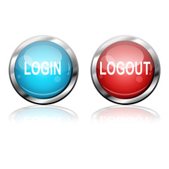 Botones futuristas texto LOGIN y LOGOUT