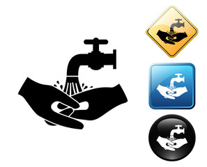 Hand wash pictogram and signs
