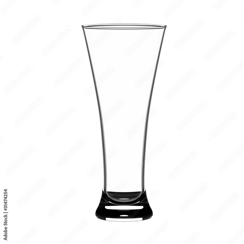 Wall mural empty beer glass isolated on white background.