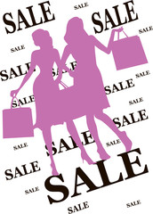 shopping girls silhouettes