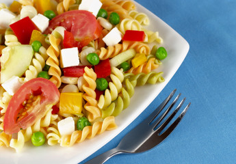 Pasta salad with fresh vegetables