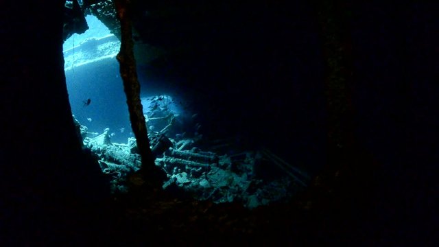 Diving through the holds of the SS Thistlegorm