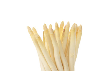 White asparagus heads standing loosely on white