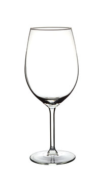 Empty wine glass photographed on white