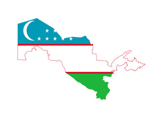 Fototapeta premium Uzbekistan flag on map