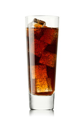 Glass with cola isolated on white