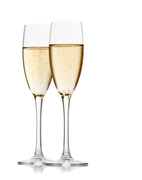 Two glasses of champagne. Isolated on white backgroun