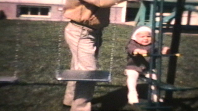 Dad Pushes Little Boy On Swing (1963 - Vintage 8mm film)