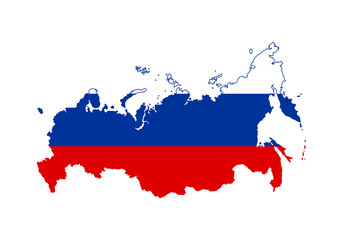 Russian Federation flag on map