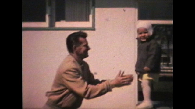 Little Boy Jumps To His Dad (1963 - Vintage 8mm film)