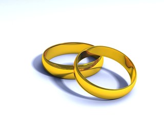 3D Gold wedding rings light 2