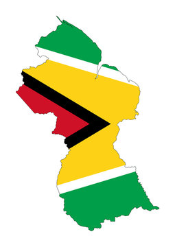 Guyana Flag On Map