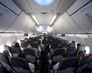 Kabine in einem Passagierflugzeug