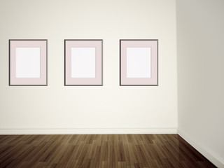 Obraz na płótnie Canvas modern art gallery Empty pictures on a wall