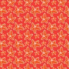 Red seafish decorative seamless pattern