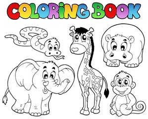 Livre de coloriage avec des animaux africains