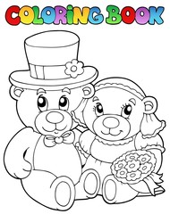 Livre de coloriage avec des ours de mariage