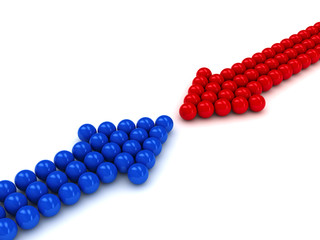 Opposition concept over white background