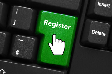 REGISTER Key on Keyboard (sign up registration subscribe button)