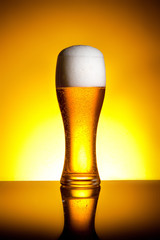 Beer Glass on yellow background - 31491474