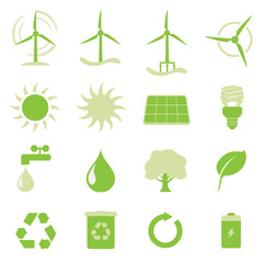 Vektor Iconset - Buttons Erneuerbare Energien