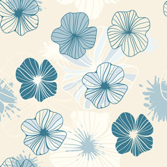 Fototapeta na wymiar seamless background with abstract flowers and blots