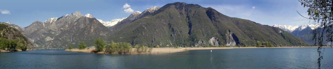 alpine lake wide panorama