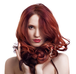 portrait of a beautiful young woman with bright makeup