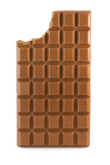 Milk chocolate bar with missing bite
